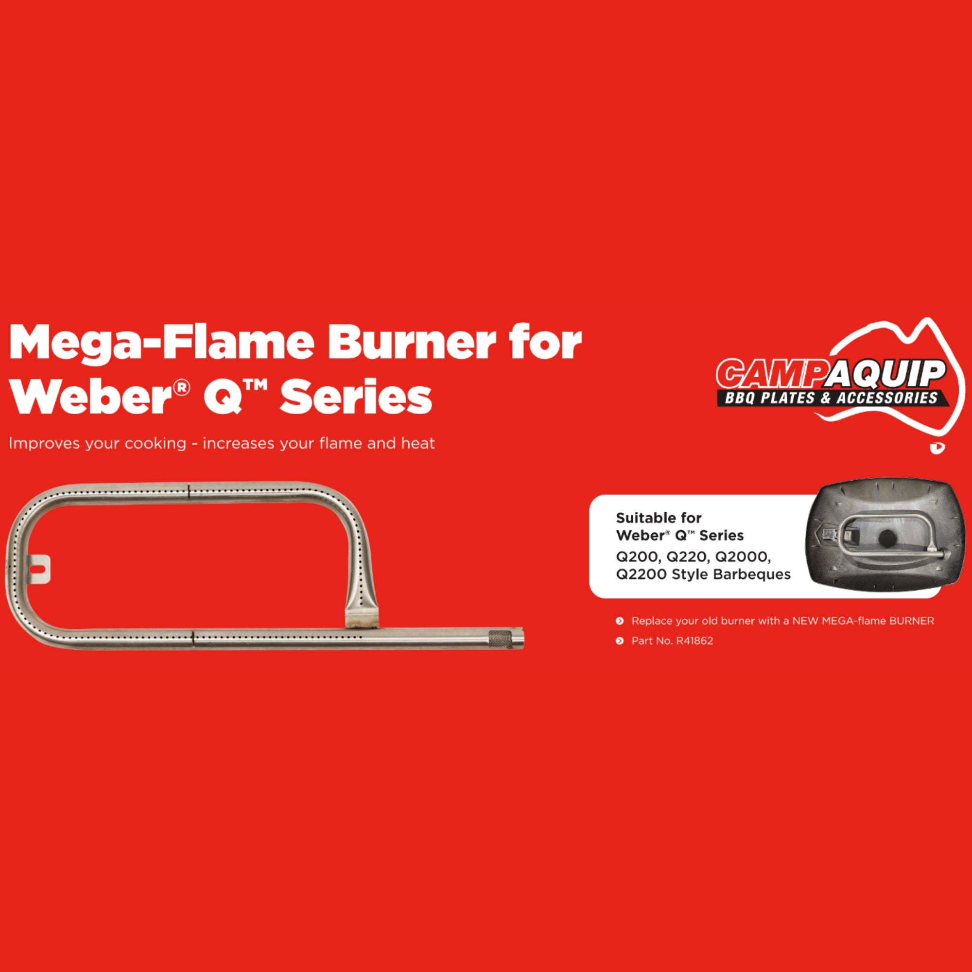 Mega-Flame Burner for Weber Q - 41862