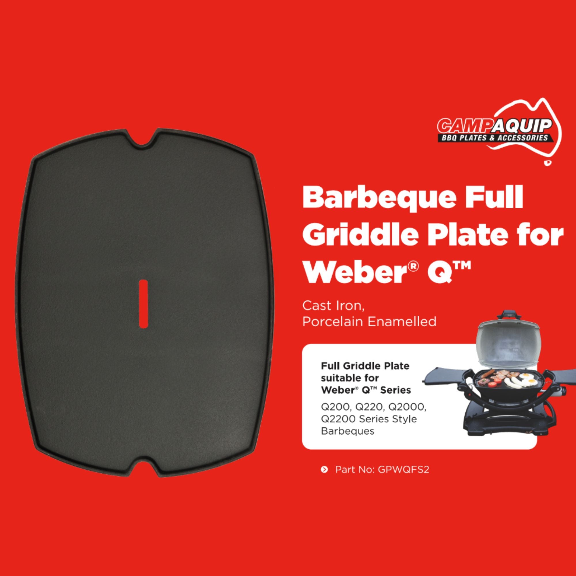 Barbeque Full Griddle Plate for Weber Q - 60002